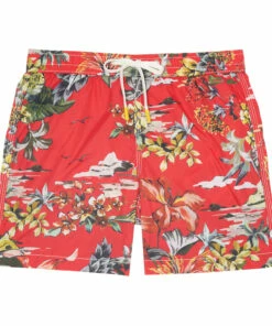 Coupon 😍 Achille Print Swim Trunks Red Hartford Fashion Teen, Children 👏