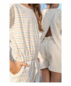 Flash Sale 😀 Adèle Striped Playsuit Ecru Ketiketa Fashion Children 🤩 -Outlet Kids' Fashion Store ad egrave le striped playsuit ecru ketiketa fashion children 2