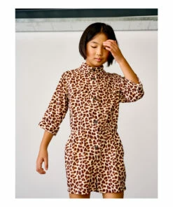 Coupon 🎉 Aerial Leopard Print Playsuit Brown Bellerose Fashion Teen, Children 🎉 -Outlet Kids' Fashion Store aerial leopard print playsuit brown bellerose fashion teen children 2
