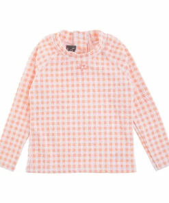 Budget 🌟 Anti-UV Gingham T-shirt Pink Tocoto Vintage Fashion Baby, Children 🛒