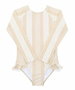 Buy ❤️ Anti-UV Striped 🩱 Swimsuit Beige Minnow Fashion Children 👏