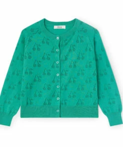Outlet 🎁 Aspiration Openwork Cardigan Green Bonpoint Fashion Children 🔥