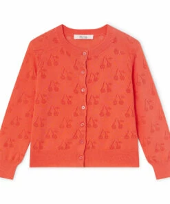 Promo 🌟 Aspiration Openwork Cardigan Red Bonpoint Fashion Children 🔔