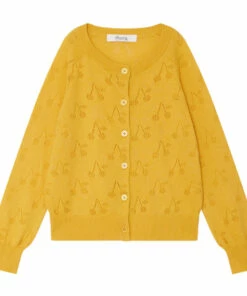 Coupon 💯 Aspiration Openwork Cardigan Yellow Bonpoint Fashion Children ⌛