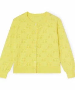Discount 🤩 Aspiration Openwork Cardigan Yellow Bonpoint Fashion Children 🛒