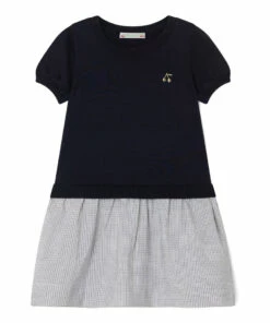 Cheap 🧨 Athanaise Dual-Material 👗 Dress Navy blue Bonpoint Fashion Teen, Children 💯