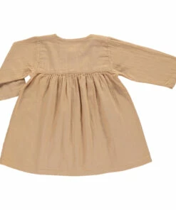 Deals 😍 Aubepine Double Cotton Muslin 👗 Dress Camel Poudre Organic Fashion Children ❤️ -Outlet Kids' Fashion Store aubepine double cotton muslin dress camel poudre organic fashion children 1