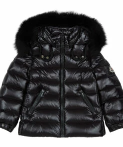 Outlet ⌛ Baby Fur Down Jacket Black Moncler Fashion Teen, Children ✨