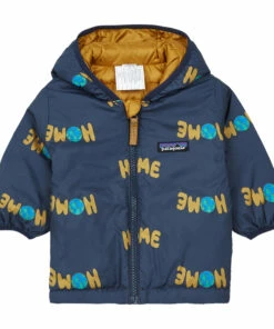 Promo โค๏ธ Baby Reversible Down Hoodie Navy blue Patagonia Fashion Baby, Children ๐