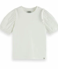 Top 10 🔔 Balloon Sleeve T-shirt White Scotch & Soda Fashion Teen, Children 🌟
