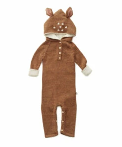 Discount 👏 Bambi Baby Alpaca Hooded Playsuit Brown Oeuf NYC Fashion Baby, Children ⌛
