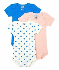 Hot Sale โ๏ธ Belamour Organic Cotton Baby Bodysuits - Set of 3 Blue Petit Bateau Fashion Baby, Children โค๏ธ