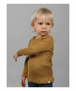 Hot Sale 👍 Bergen Silk Cotton T-shirt Ochre Minimalisma Fashion Children ✔️ -Outlet Kids' Fashion Store bergen silk cotton t shirtbergen silk cotton t shirt ochre minimalisma fashion children 2