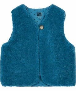 Promo 🎉 Beti Faux Fur Vest Peacock blue Bonton Fashion Children 👏