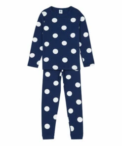 Deals ❤️ Bigdots Organic Cotton Pyjamas Navy blue Petit Bateau Fashion Children 🧨