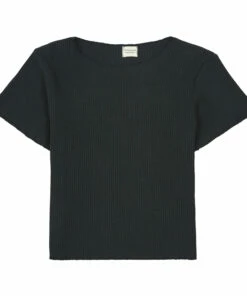 Best Sale ❤️ Birch Ribbed Organic Cotton T-shirt Black Poudre Organic Fashion Teen, Children 👍