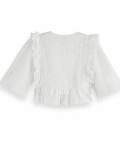 Hot Sale ✨ Broderie Anglaise Organic Cotton Blouse White Scotch & Soda Fashion Teen, Children 🛒 -Outlet Kids' Fashion Store broderie anglaise organic cotton blouse white scotch soda fashion teen children 2
