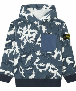 New ๐งจ Camouflage hoodie Navy blue Stone Island Fashion Teen, Children ๐
