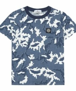 Budget 😀 Camouflage T-shirt Blue Stone Island Fashion Teen, Children 😀