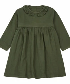 Hot Sale 👍 Campanule Double Cotton Muslin 👗 Dress Green Poudre Organic Fashion Children 👍