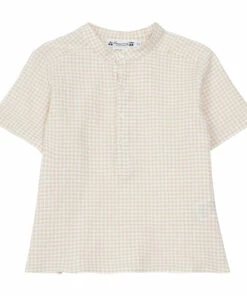 Best Sale 🛒 Cesar Seersucker Kurta Shirt Beige Bonpoint Fashion Teen, Children 👏