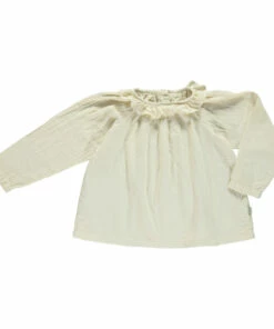 Budget ✨ Charm Double Cotton Muslin Blouse Cream Poudre Organic Fashion Children 👍 -Outlet Kids' Fashion Store charm double cotton muslin blouse cream poudre organic fashion children 2