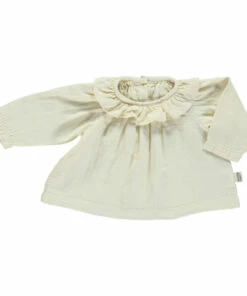 Budget ✨ Charm Double Cotton Muslin Blouse Cream Poudre Organic Fashion Children 👍