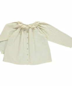 Budget ✨ Charm Double Cotton Muslin Blouse Cream Poudre Organic Fashion Children 👍 -Outlet Kids' Fashion Store charm double cotton muslin blouse cream poudre organic fashion children 3