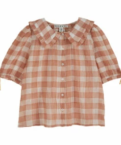 Outlet 🌟 Checked Frill Blouse Dusty Pink Emile et Ida Fashion Baby, Children ⭐