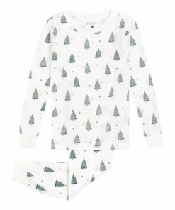 Buy 👏 Christmas Tree Print Pyjama Set Off white Petit Lem Fashion Children 🎁