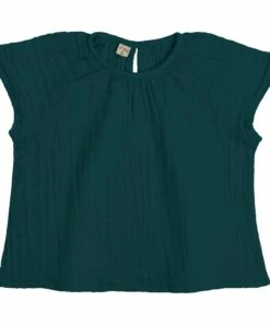 Best Pirce 👍 Clara organic cotton blouse Teal Blue S022 Numero 74 Fashion Children ⭐