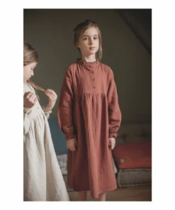Hot Sale ✨ Clochette Cotton Muslin Nightgown Brick red Marlot Paris Fashion Children 🧨 -Outlet Kids' Fashion Store clochette cotton muslin nightgown brick red marlot paris fashion children 6
