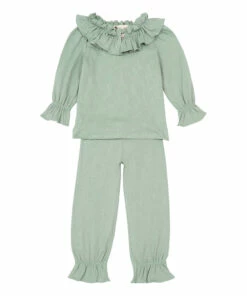 New 👏 Colombine Organic Cotton Pyjamas Green water Risu Risu Fashion Teen, Children ✔️