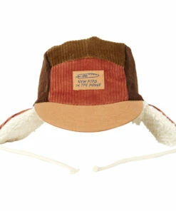 Hot Sale 🌟 Colourblock Fur-lined Cap Rust New Kids In The House Fashion Children 🛒