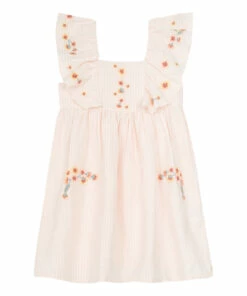 Buy ๐ Cotton and Linen Embroidered Gingham ๐ Dress Pale pink Tartine et Chocolat Fashion Children ๐