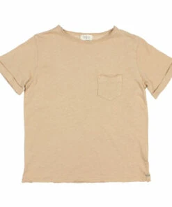 Promo 🤩 Cotton and Linen Pocket T-shirt Ochre Búho Fashion Children ✨