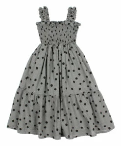 Cheapest ✨ Cotton Muslin Polka Dot 👗 Dress Grey Búho Fashion Children 🔥