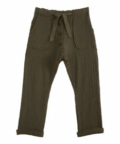 Best deal 🎁 Cotton Muslin Trousers Khaki Emile et Ida Fashion Baby, Children 😀