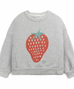 Wholesale 🌟 Cotton Strawberry Sweatshirt Grey Bobo Choses Fashion Children 🎉