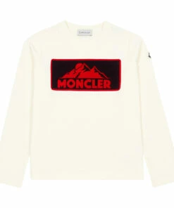 Budget 🎁 Cotton T-shirt Ecru Moncler Fashion Teen, Children 🤩