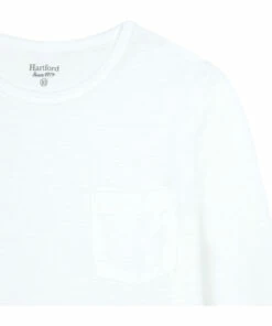 Coupon ⭐ Crew Pocket T-Shirt White Hartford Fashion Teen, Children 🔥 -Outlet Kids' Fashion Store crew pocket t shirt white hartford fashion teen children 1
