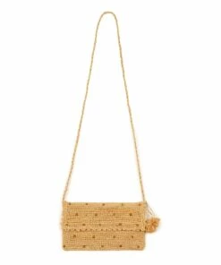 New 💯 Crochet Straw Bag With Gold Plumetis Details Gold Obi Obi Fashion Children 🛒