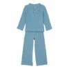 Best Pirce 👏 Deli Organic Cotton Muslin Pyjamas Grey blue Risu Risu Fashion Teen, Children ✨
