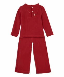 Promo ⭐ Deli Organic Cotton Muslin Pyjamas Red Risu Risu Fashion Teen, Children 🌟