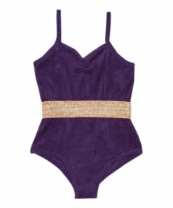 New ✔️ Disco One Piece Terry Cloth 🩱 Swimsuit Purple Bonjour Fashion Children 🛒