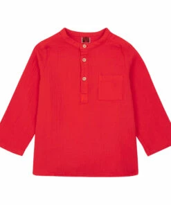Best deal 👏 Edgar Organic Cotton Muslin Kurta Shirt Red Bonton Fashion Children 🎁