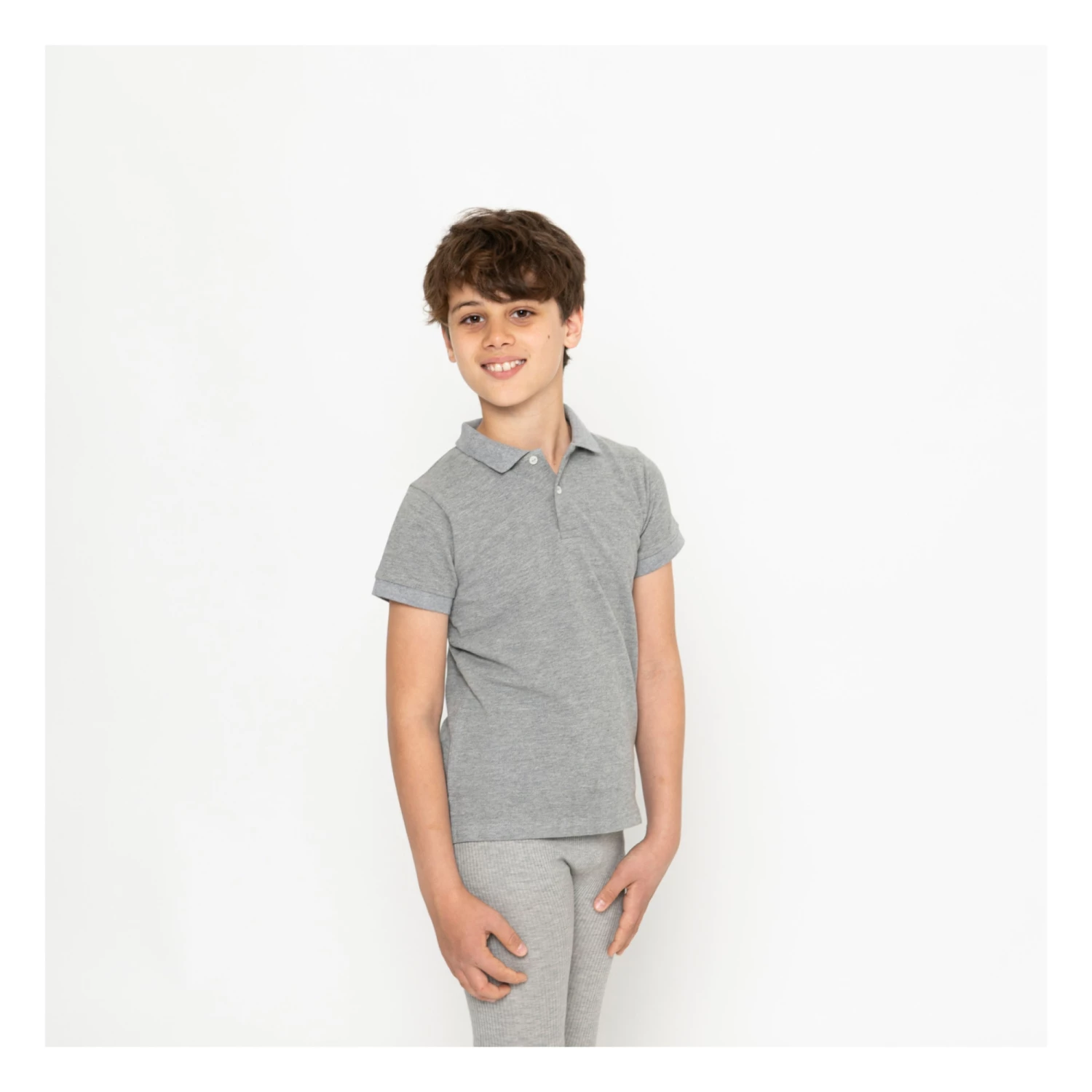 Flash Sale ๐ Eiven Organic Cotton Pique Polo Shirt Grey Minimalisma Fashion Baby, Children ๐ 2 Flash Sale ๐ Eiven Organic Cotton Pique Polo Shirt Grey Minimalisma Fashion Baby, Children ๐ - Image 2