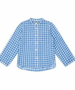 Buy ✨ Eloi Gingham Cotton Muslin Shirt Blue Bonton Fashion Children 💯