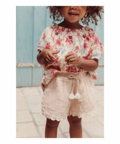 Brand new 😍 Embroidered Embroidered Organic Cotton Muslin Shorts Pale pink Louise Misha Fashion Teen, Children 🤩 -Outlet Kids' Fashion Store embroidered embroidered organic cotton muslin shorts pale pink louise misha fashion teen children 4