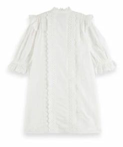 Deals 😀 English Embroidery Organic Cotton 👗 Dress White Scotch & Soda Fashion Teen, Children 🎁 -Outlet Kids' Fashion Store english embroidery organic cotton dress white scotch soda fashion teen children 1